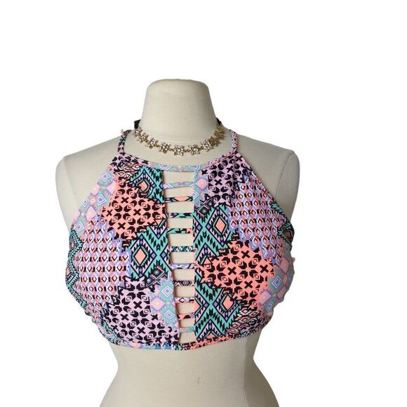 Women's Plus Bikini Top XL Halter Padded Cross Back Swim Top XL NWOT - Picture 9 of 9